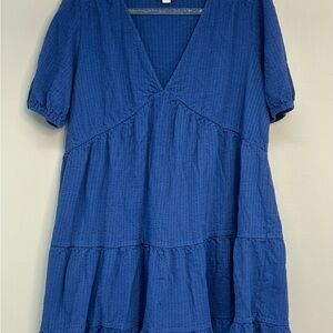 Boden dusty Blue Ribbed Knit v-neck dress size 16/18 Regular
